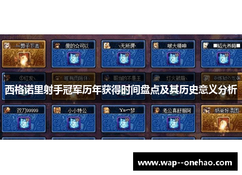 西格诺里射手冠军历年获得时间盘点及其历史意义分析